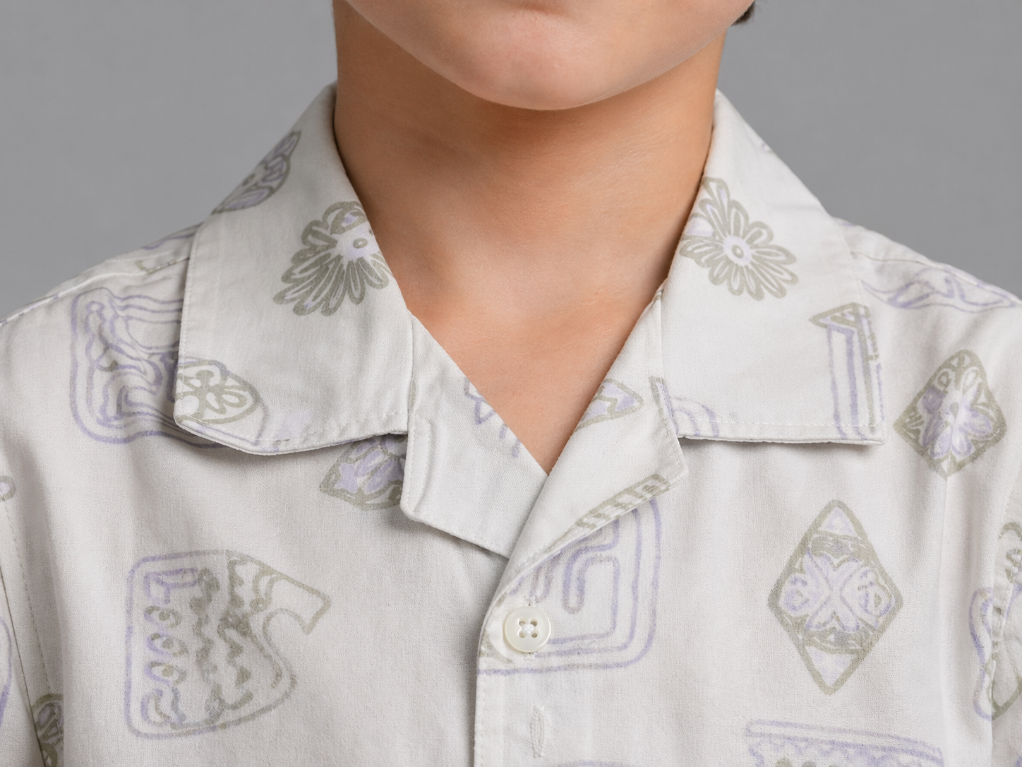 Boys cream printed shirt