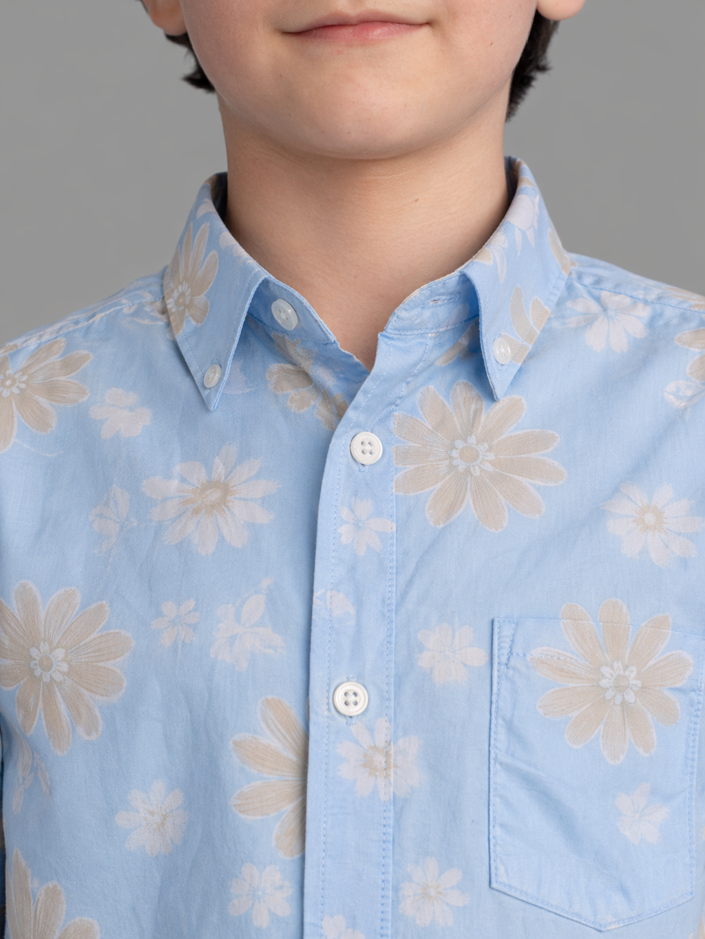 Blue floral printed shirt for boys