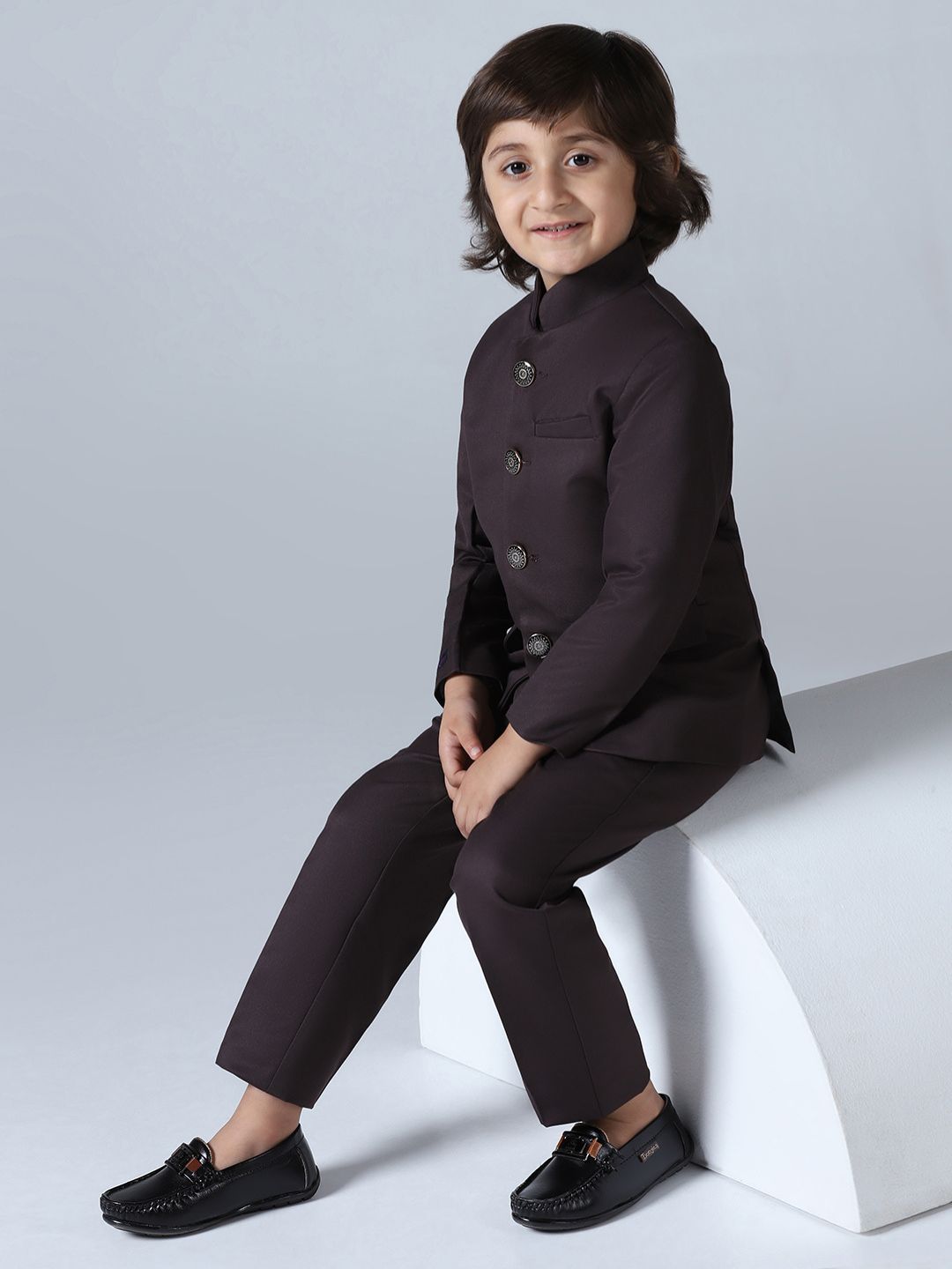 Boys Brown Bandhgala Blazer