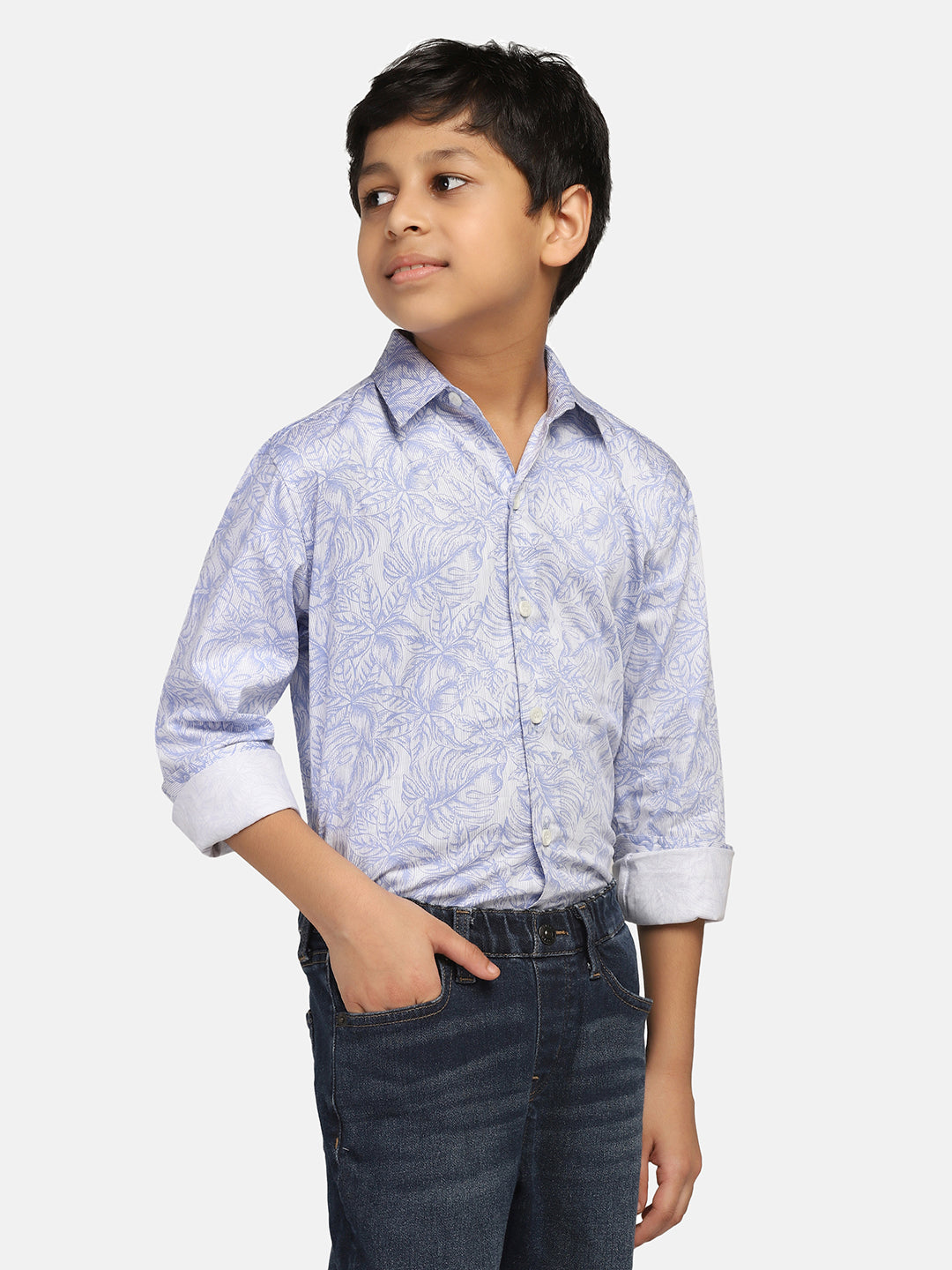 Boys Blue Printed Shirt - Tahvo India