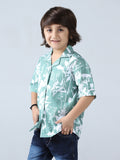 Green Vibes Boys Abstract Shirt