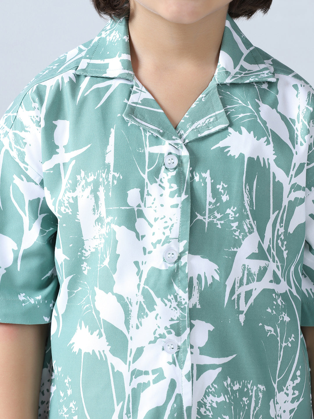 Green Vibes Boys Abstract Shirt