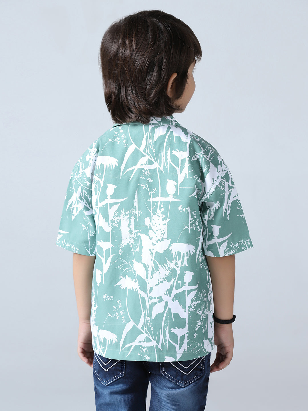 Green Vibes Boys Abstract Shirt