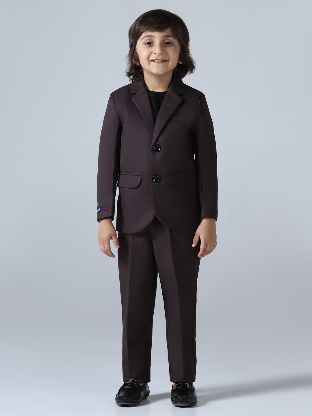 Coffee Brown Notched Lapel Suit Set - Tututree