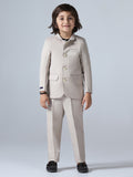 Beige Bandhgala Blazer & Trouser Set - Tututree