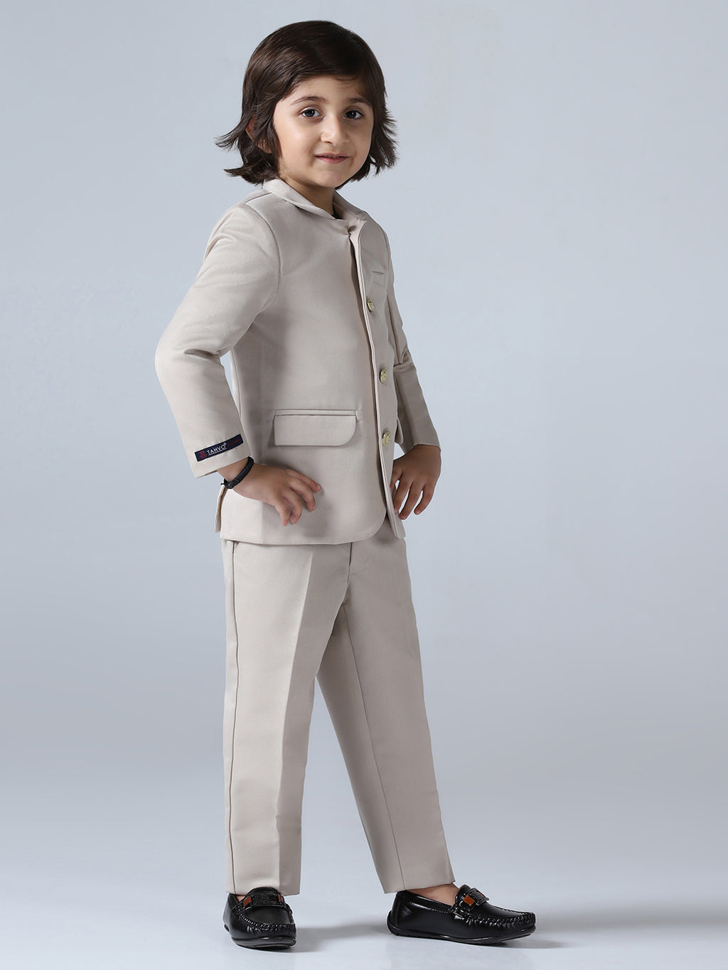Beige Bandhgala Blazer & Trouser Set