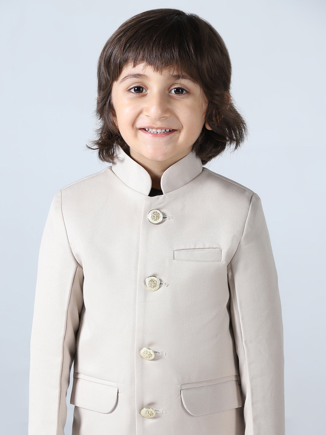 Beige Bandhgala Blazer & Trouser Set
