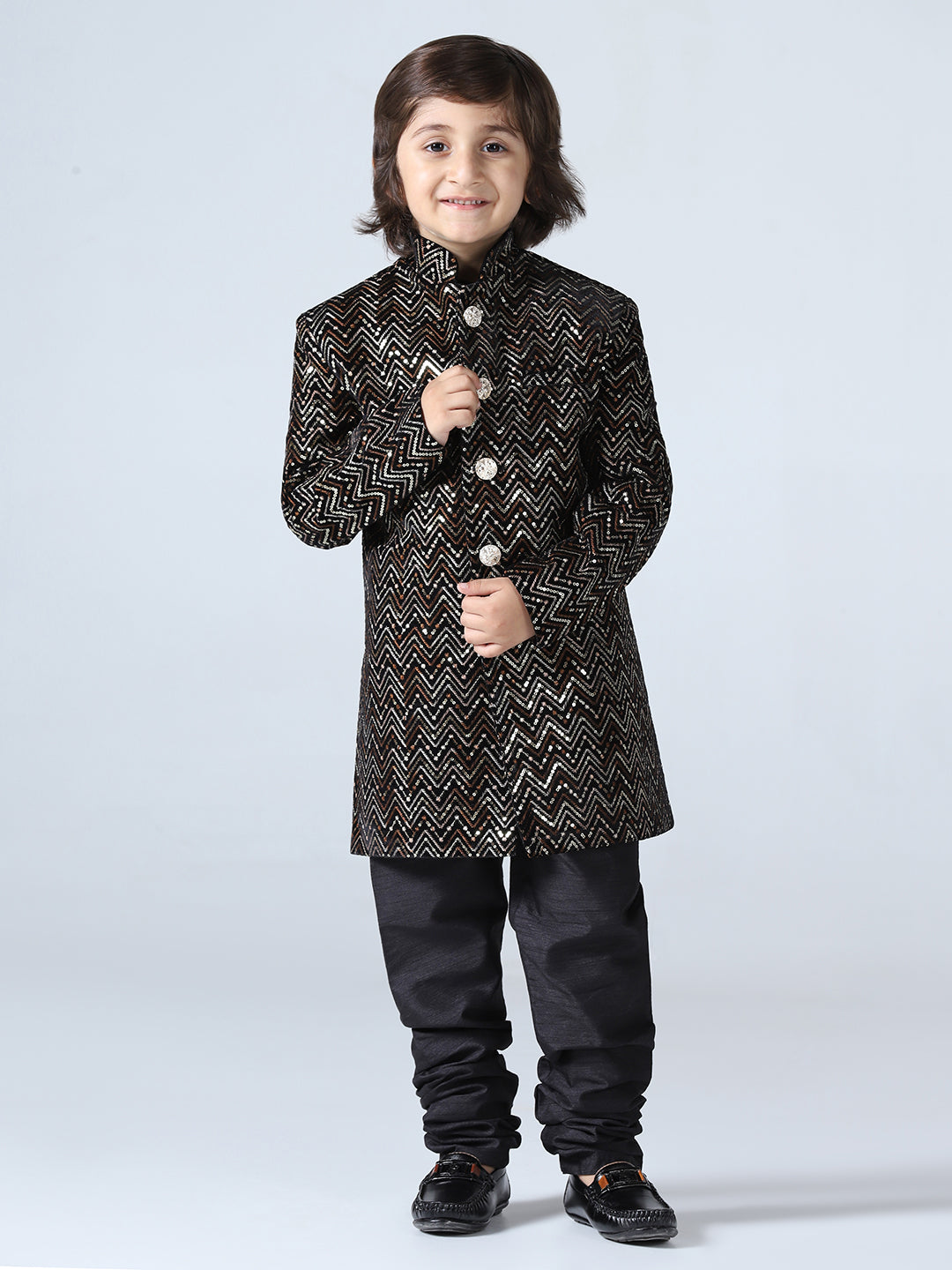 Boy Embellished Slim-Fit Sherwani Set
