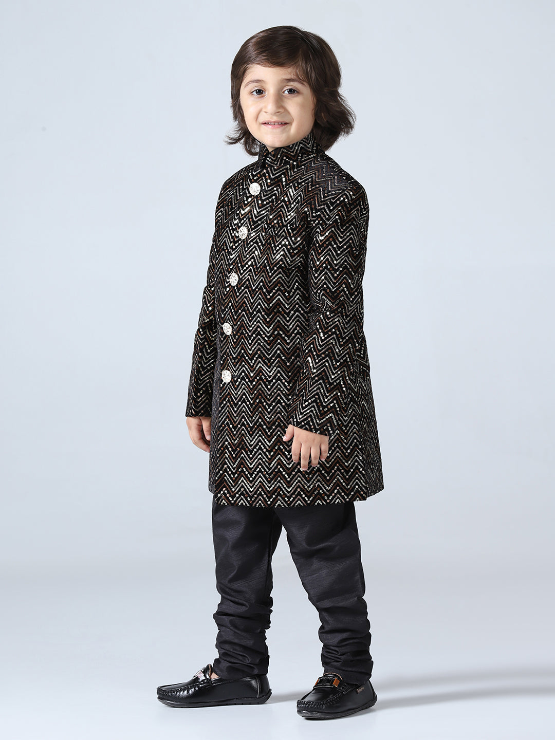 Boy Embellished Slim-Fit Sherwani Set - Tututree