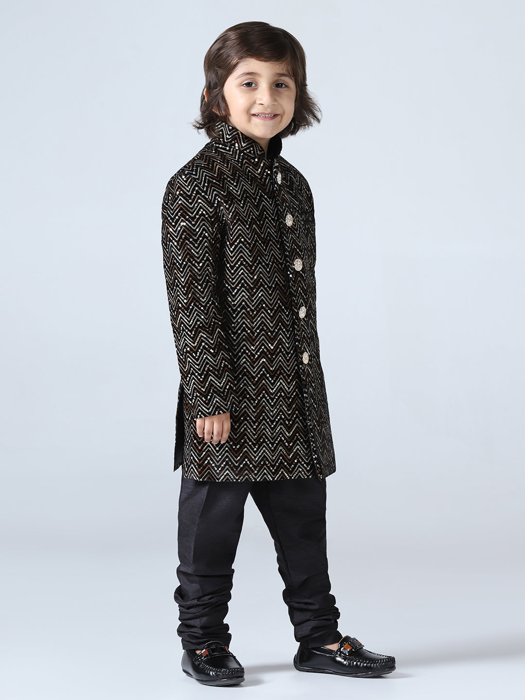 Boy Embellished Slim-Fit Sherwani Set - Tututree