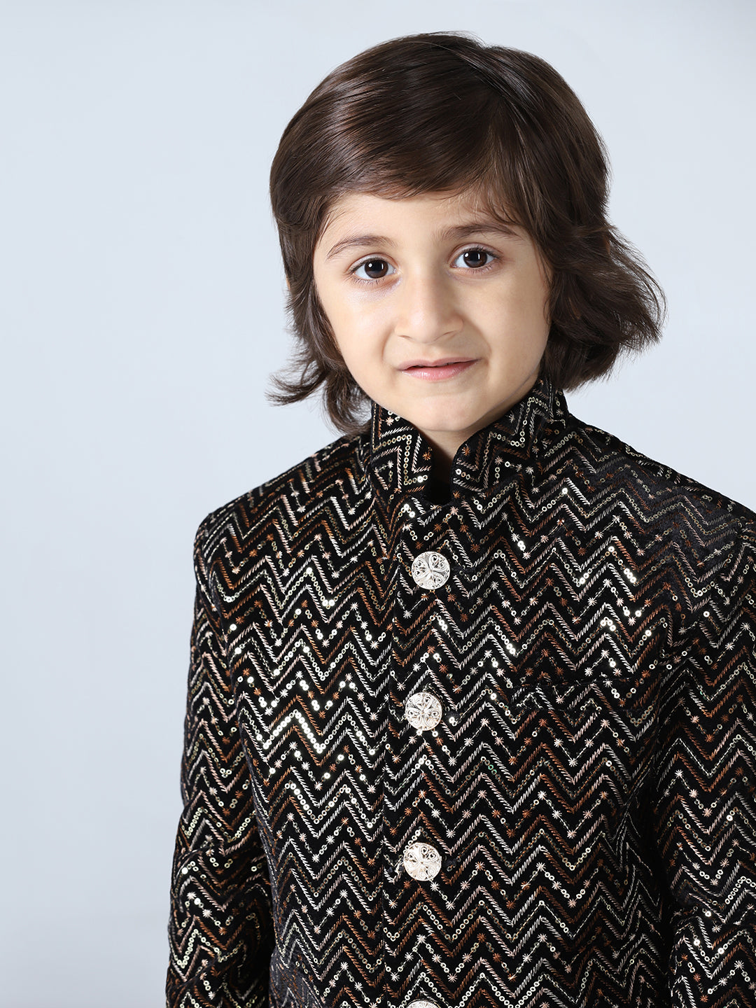 Boy Embellished Slim-Fit Sherwani Set