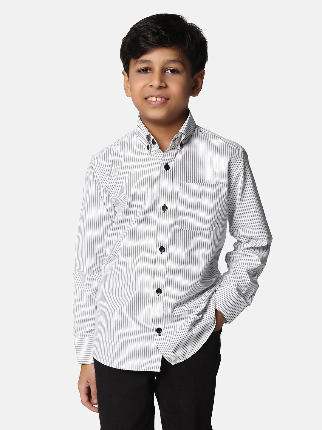 Kids White Striped Shirt - Tahvo India