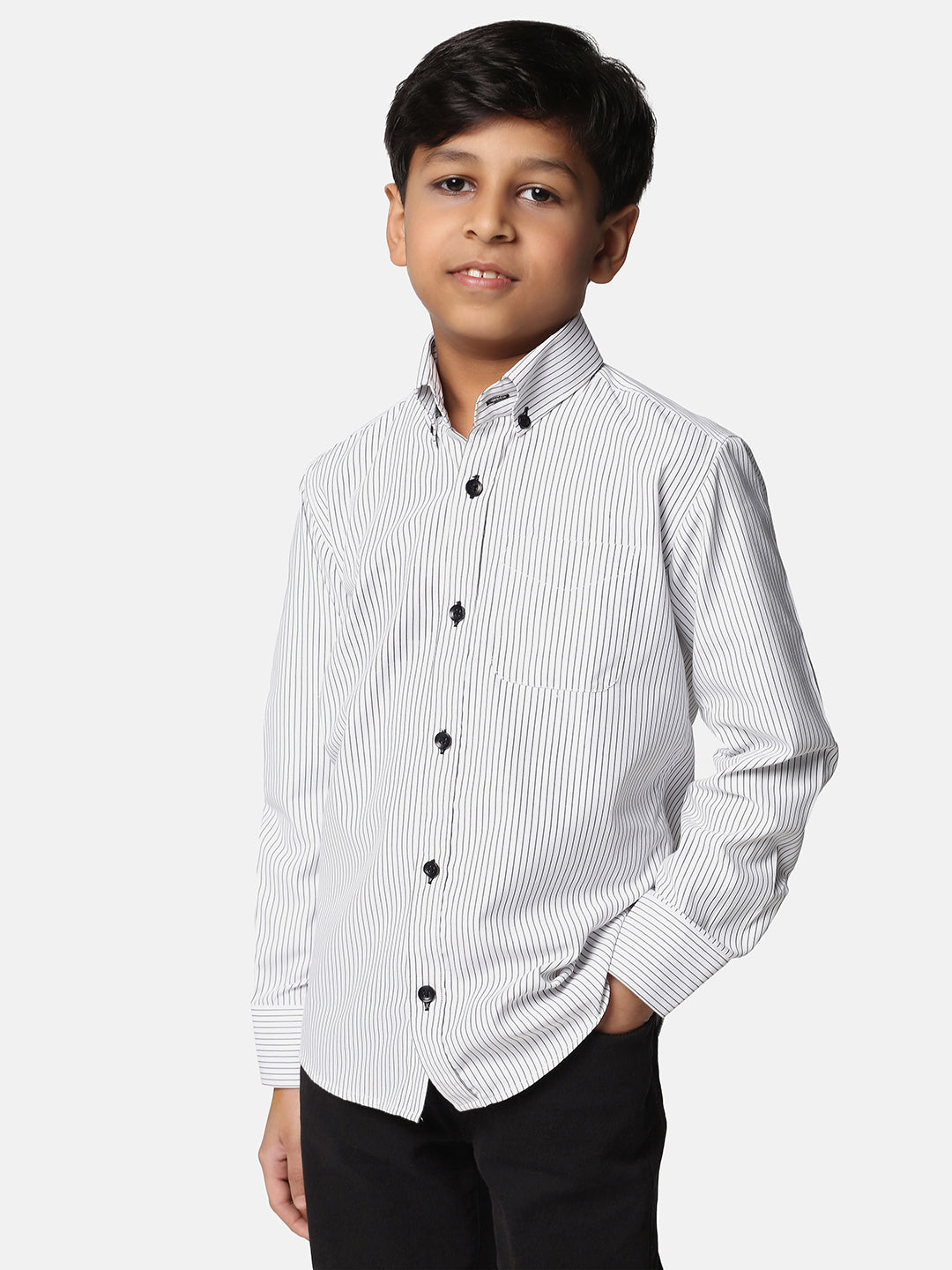 Kids White Striped Shirt - Tahvo India