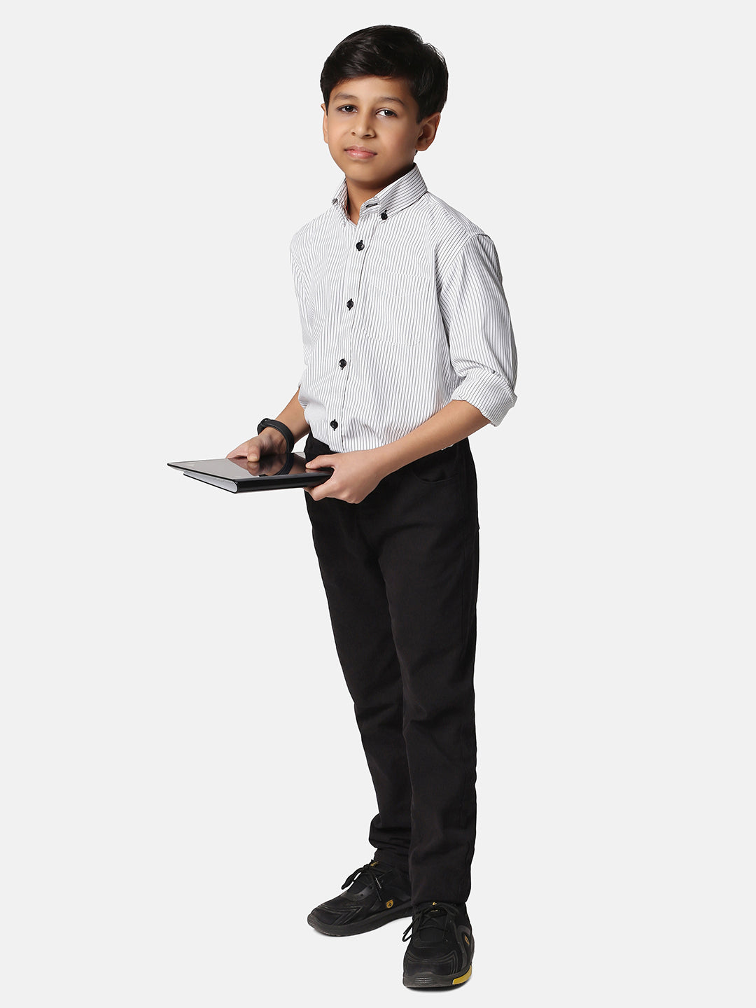 Kids White Striped Shirt - Tahvo India