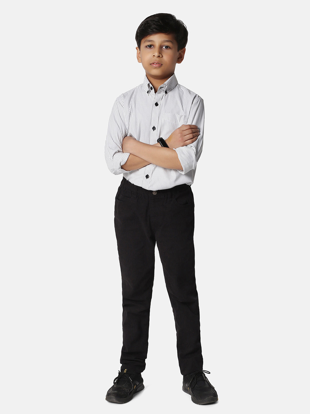 Kids White Striped Shirt - Tahvo India