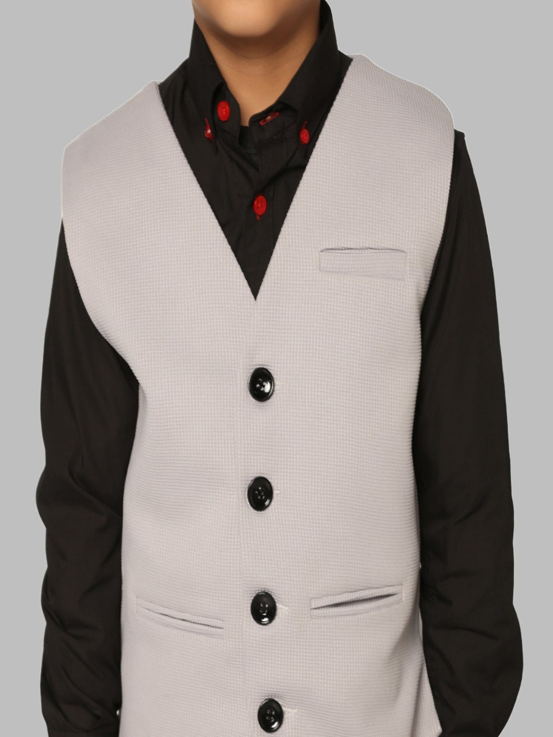 Boys Grey 3 Piece Waistcoat Set - Tahvo India