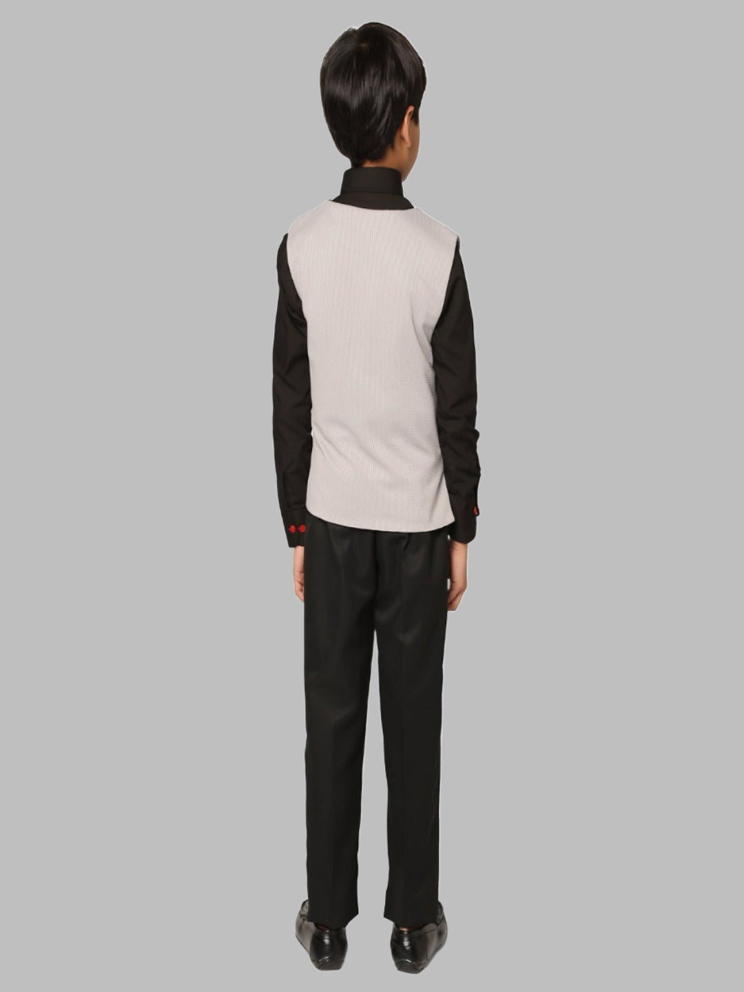 Boys Grey 3 Piece Waistcoat Set - Tahvo India