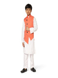 Peach Angrakha Jkt With White Kurta Set - Tututree