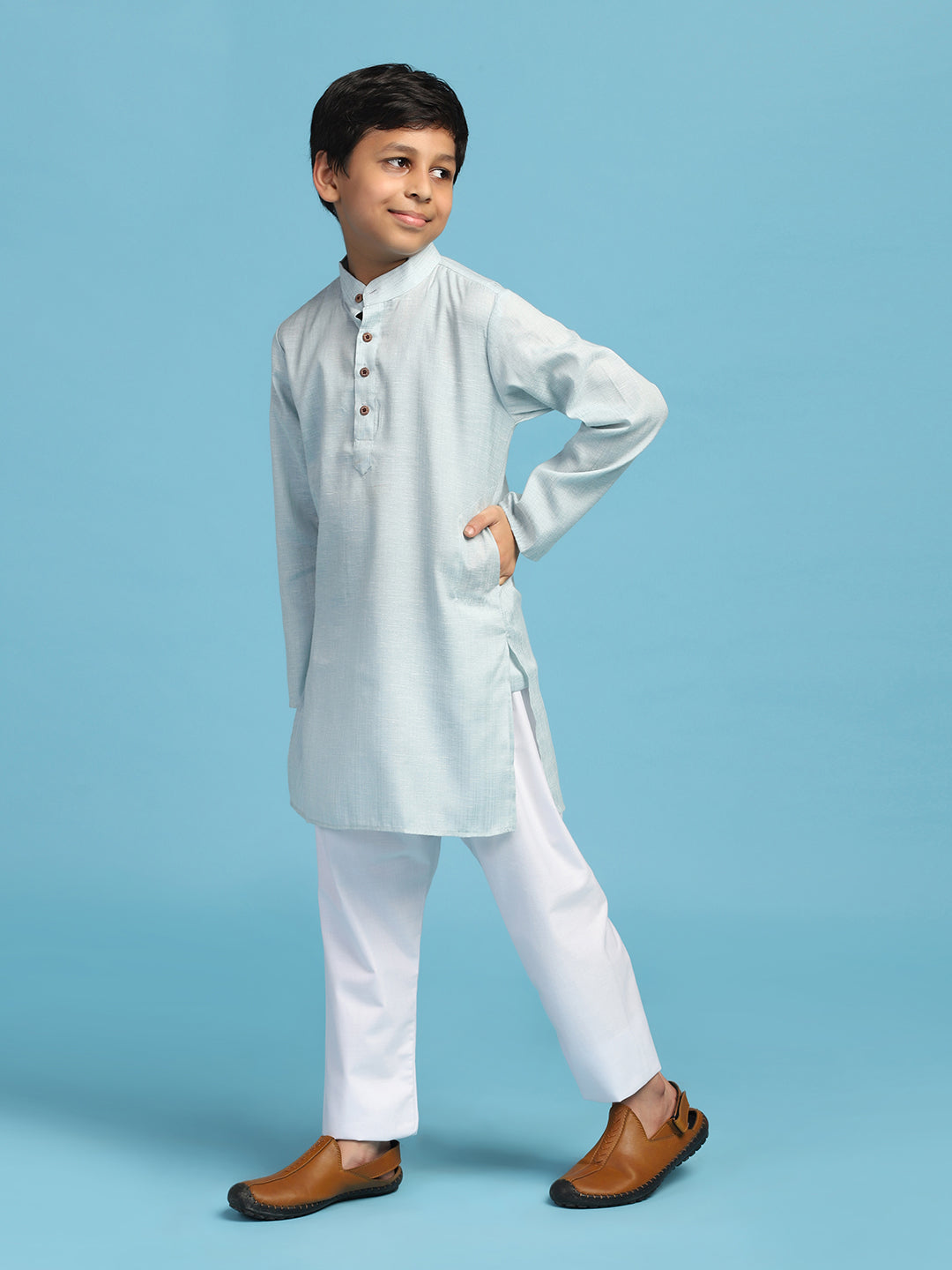 Boys Solid Kurta Pyjama Set - Tahvo India