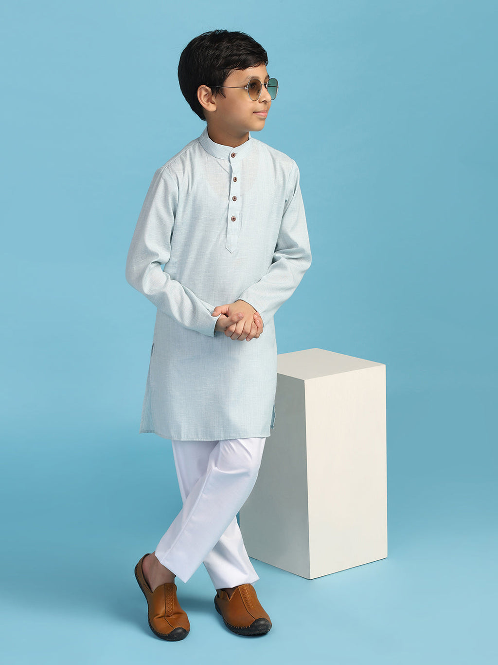 Boys Solid Kurta Pyjama Set - Tahvo India