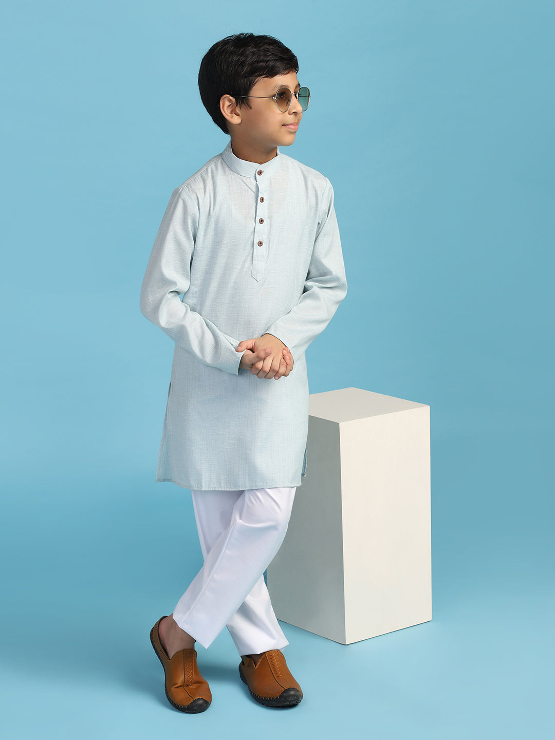 Boys Solid Kurta Pyjama Set - Tututree