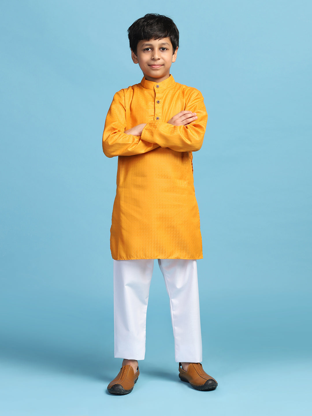 Boys Yellow Kurta Set - Tahvo India