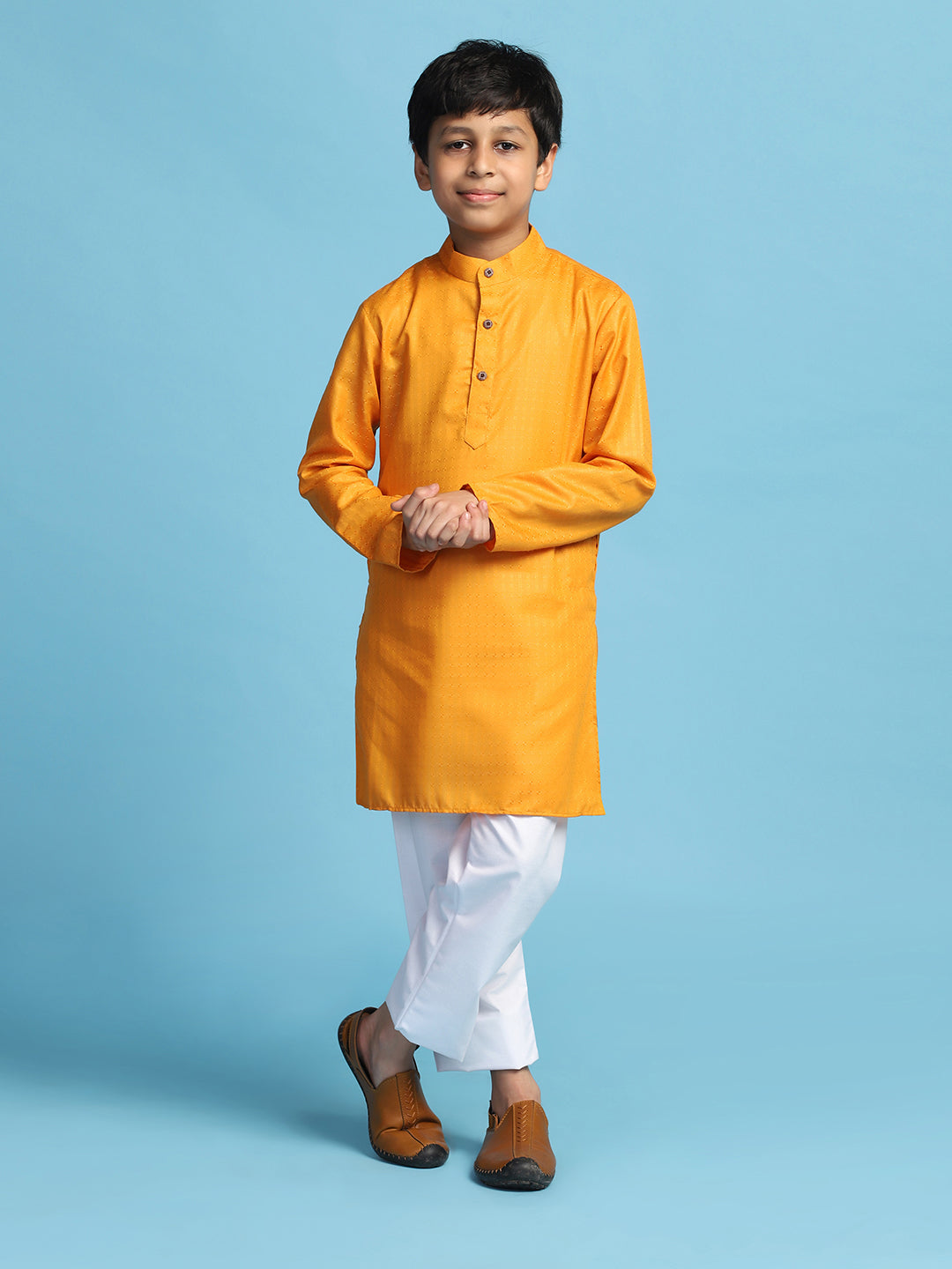 Boys Yellow Kurta Set - Tahvo India