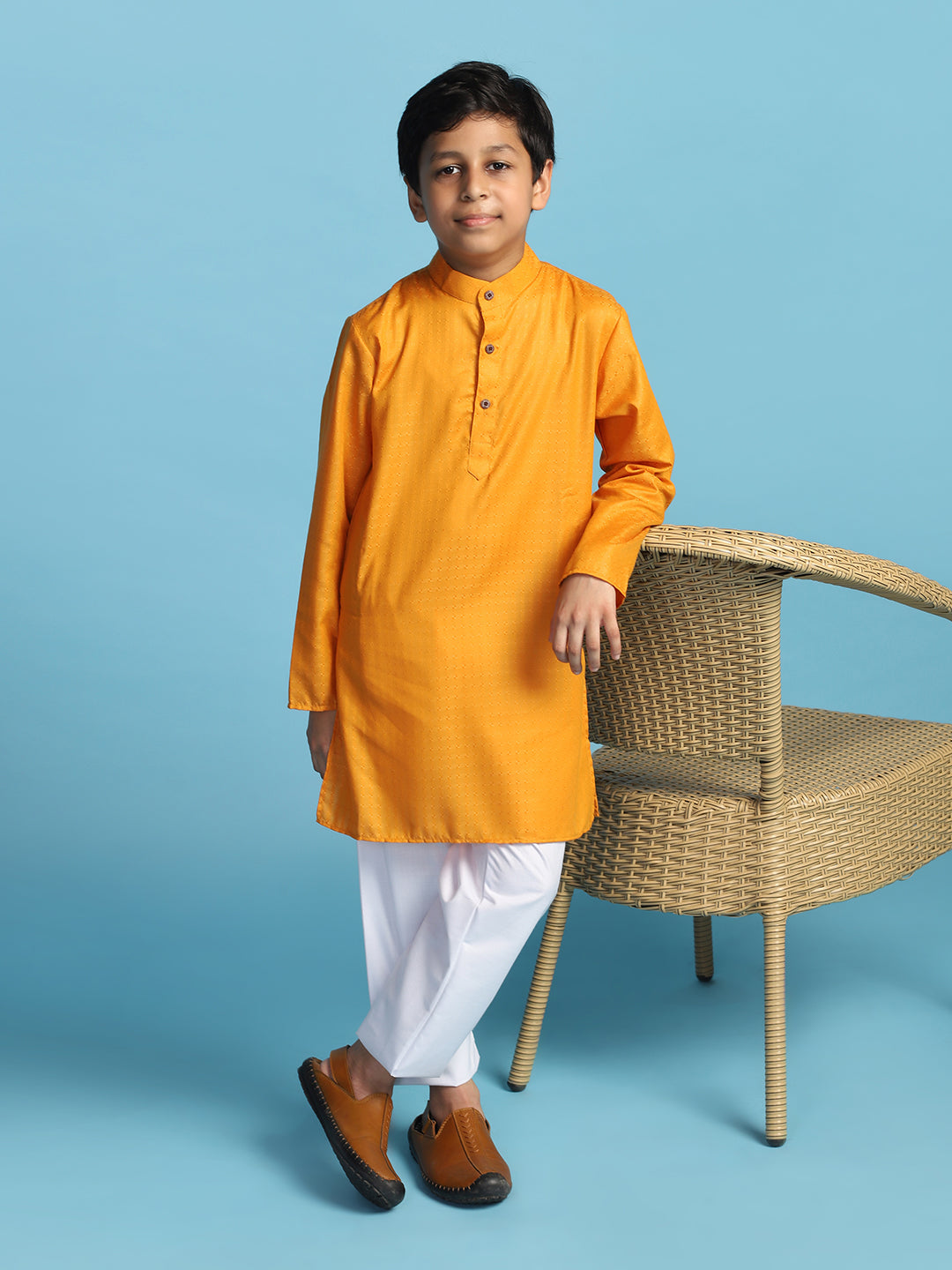 Boys Yellow Kurta Set - Tahvo India