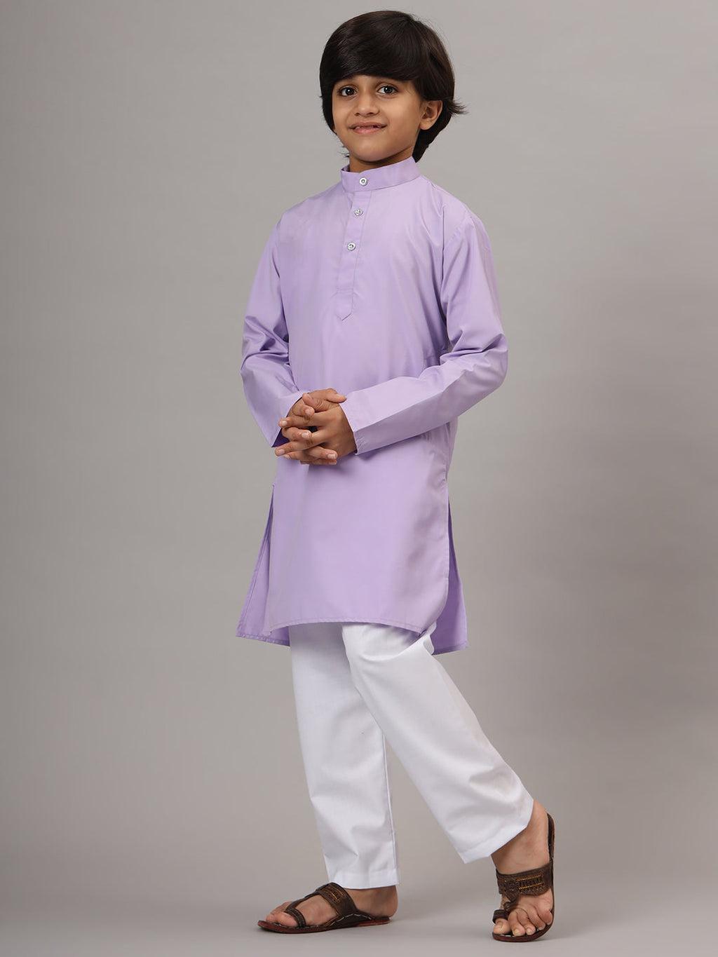 Boys Purple Solid Kurta Set - Tahvo India
