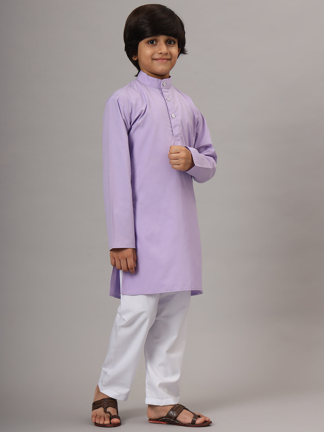 Boys Purple Solid Kurta Set - Tututree