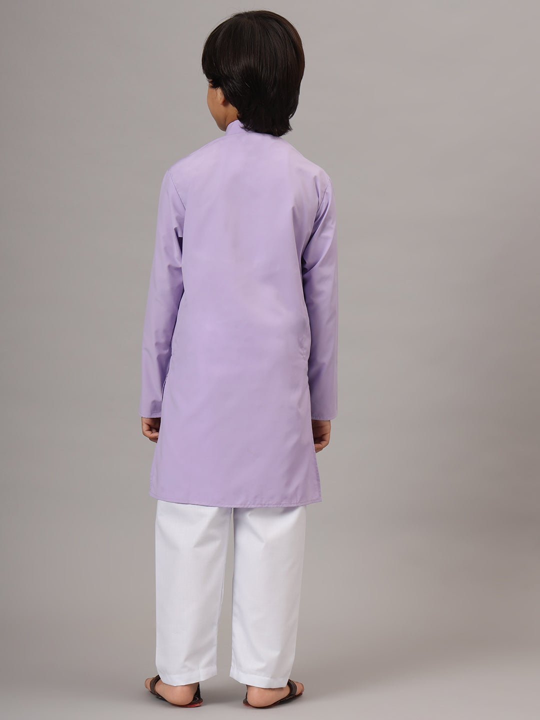 Boys Purple Solid Kurta Set - Tahvo India