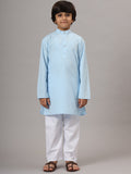 Boys Sky Blue Solid Kurta Set - Tututree
