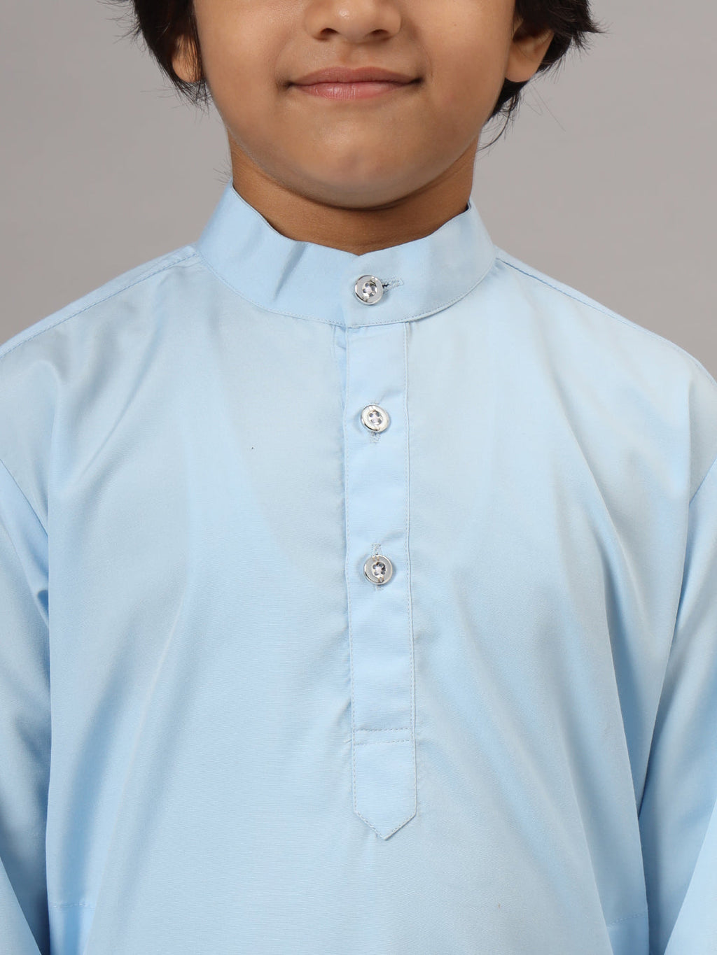 Boys Sky Blue Solid Kurta Set - Tahvo India