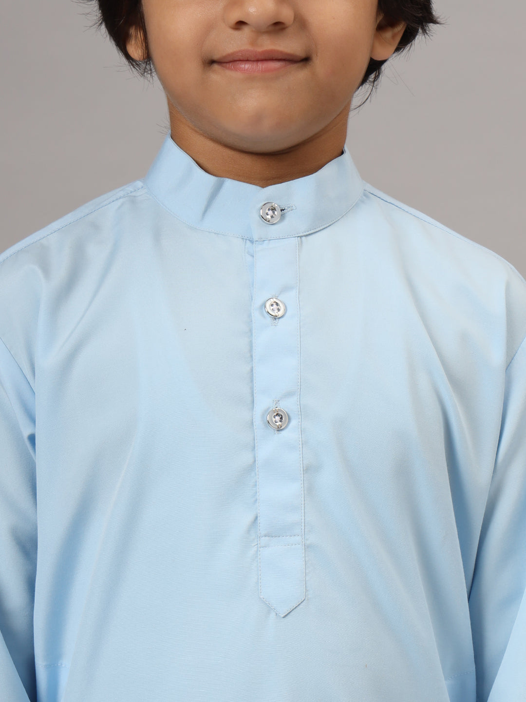 Boys Sky Blue Solid Kurta Set - Tututree