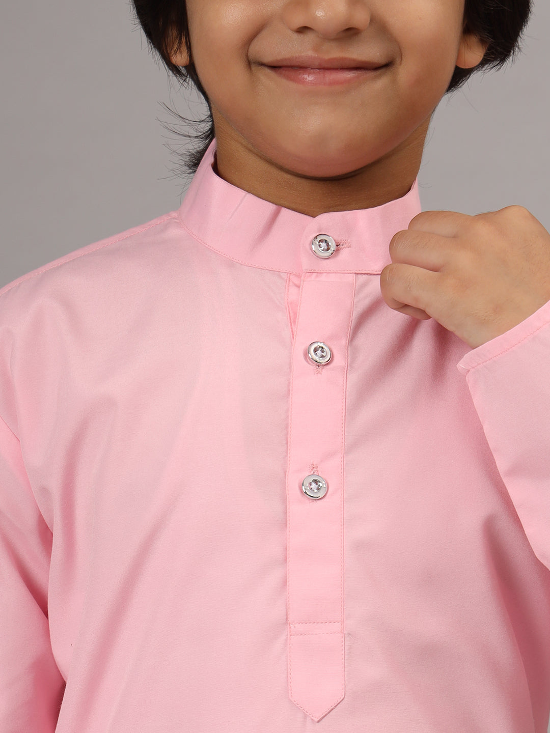 Boys Pink Solid Kurta Set - Tututree