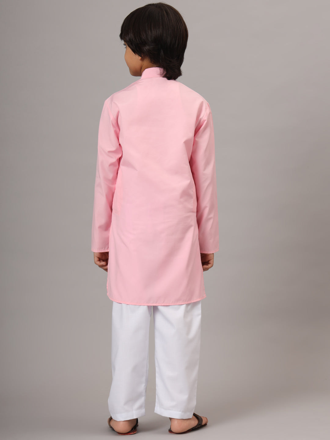 Boys Pink Solid Kurta Set - Tututree