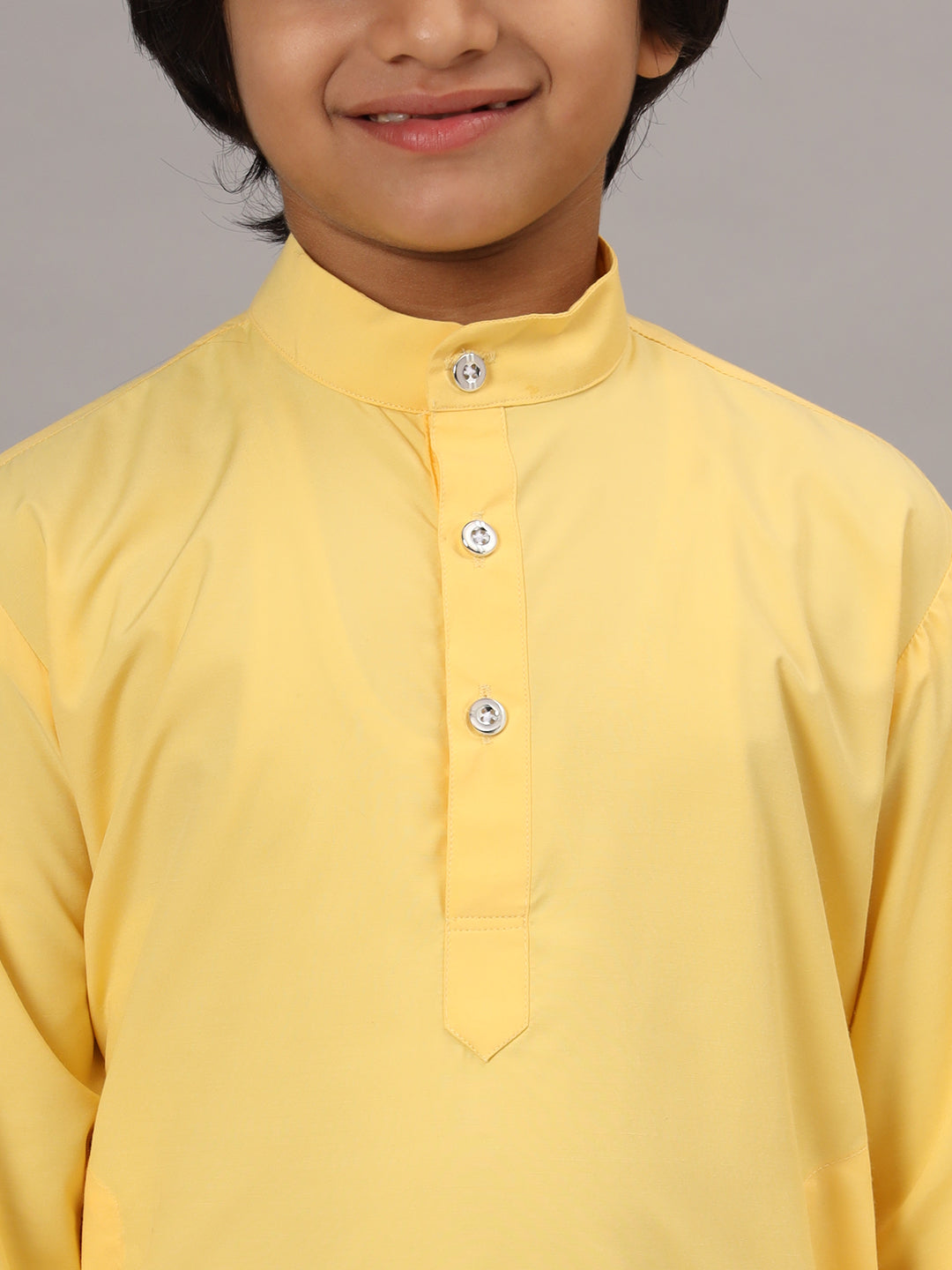Boys Yellow Solid Kurta Set - Tahvo India