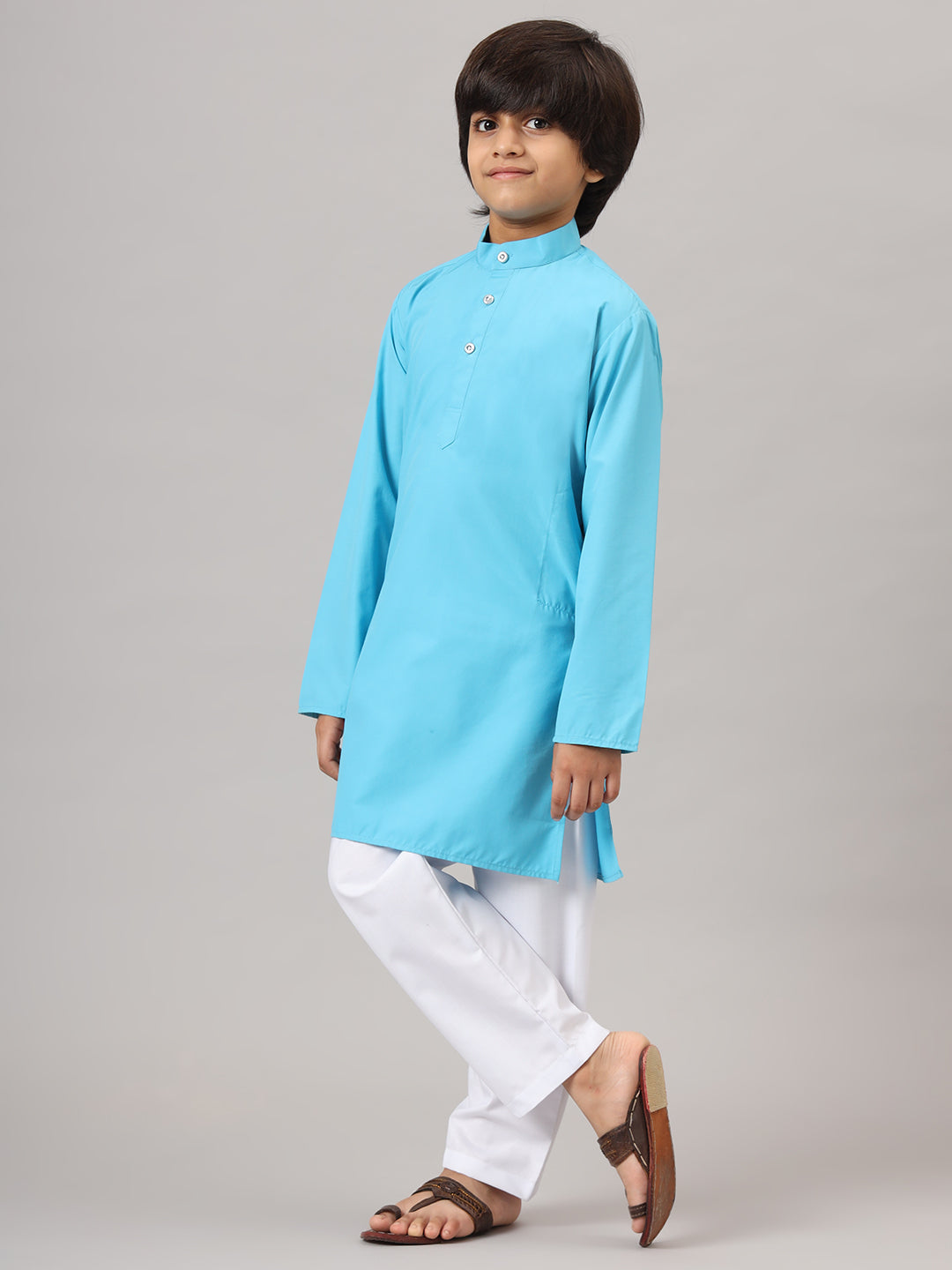 Boys Dark Blue Solid Kurta Set - Tahvo India