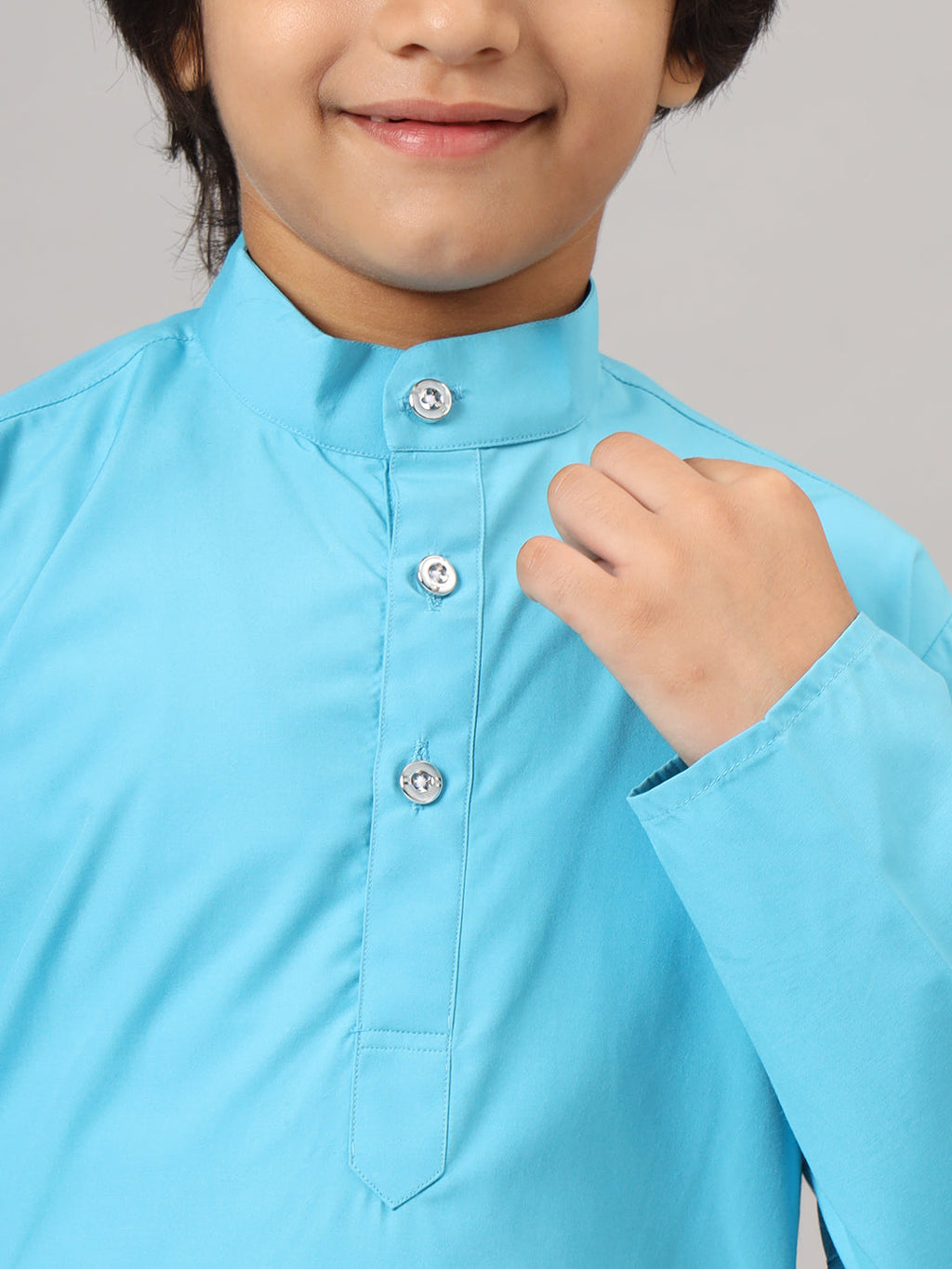 Boys Dark Blue Solid Kurta Set - Tahvo India