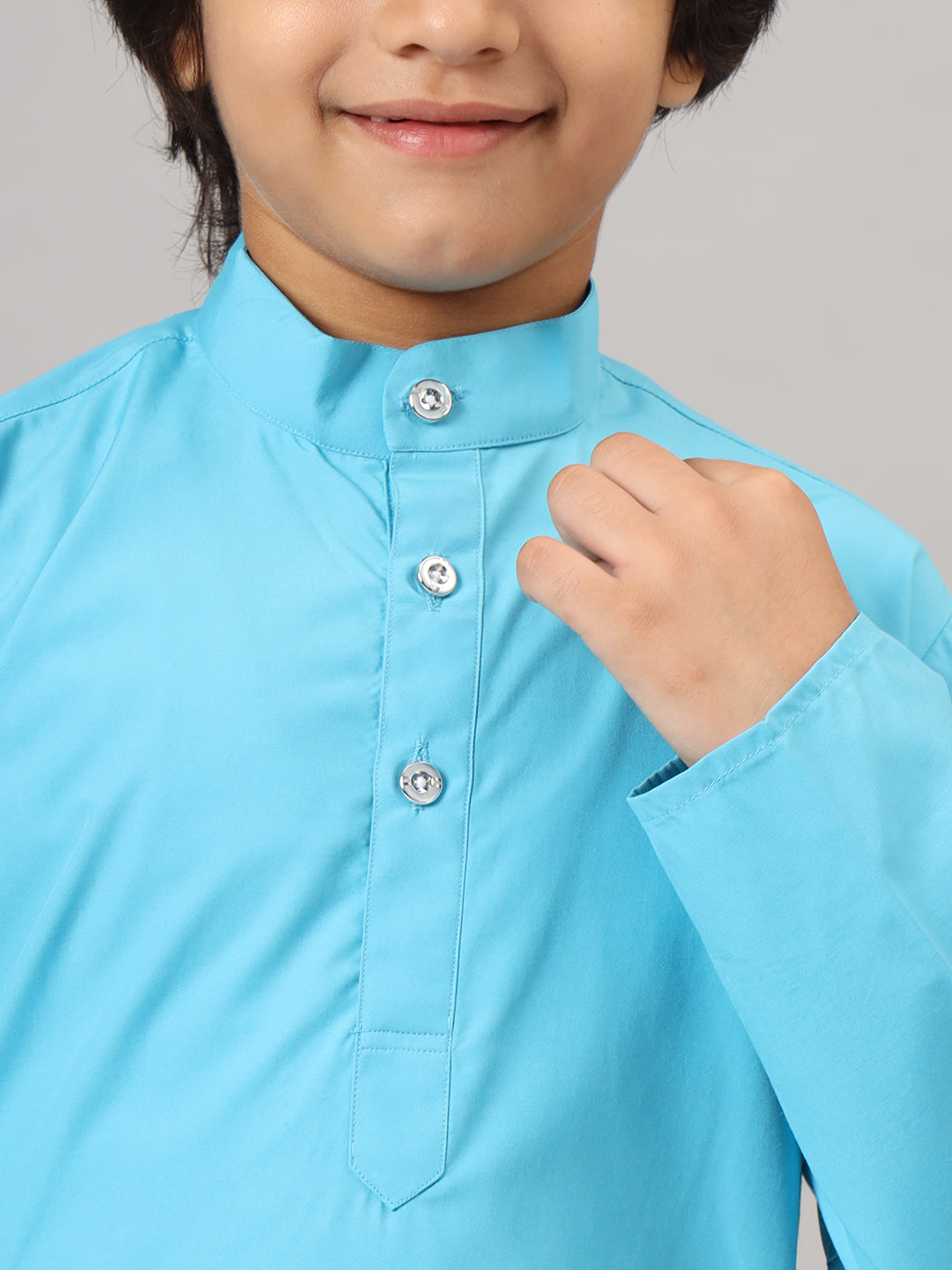 Boys Dark Blue Solid Kurta Set - Tahvo India
