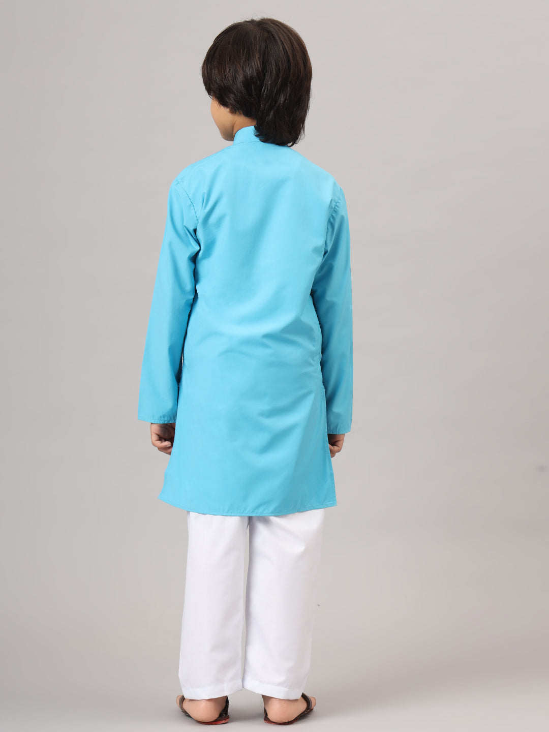 Boys Dark Blue Solid Kurta Set - Tahvo India