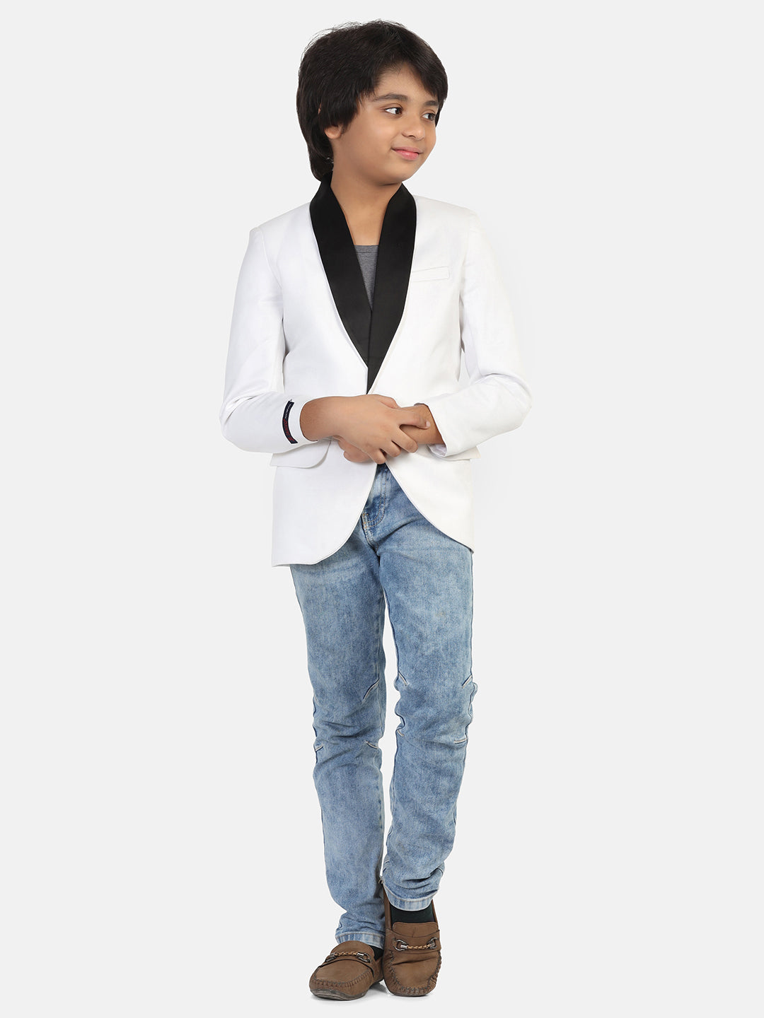Boys White Tuxedo Blazer - Tututree