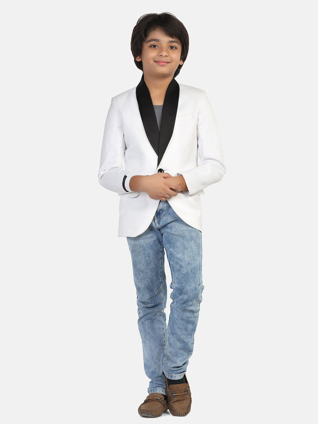 Boys White Tuxedo Blazer - Tahvo India
