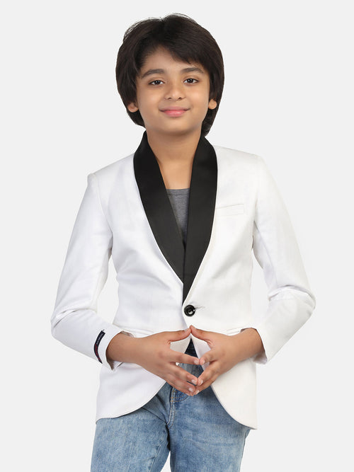 Boys White Tuxedo Blazer - Tahvo India
