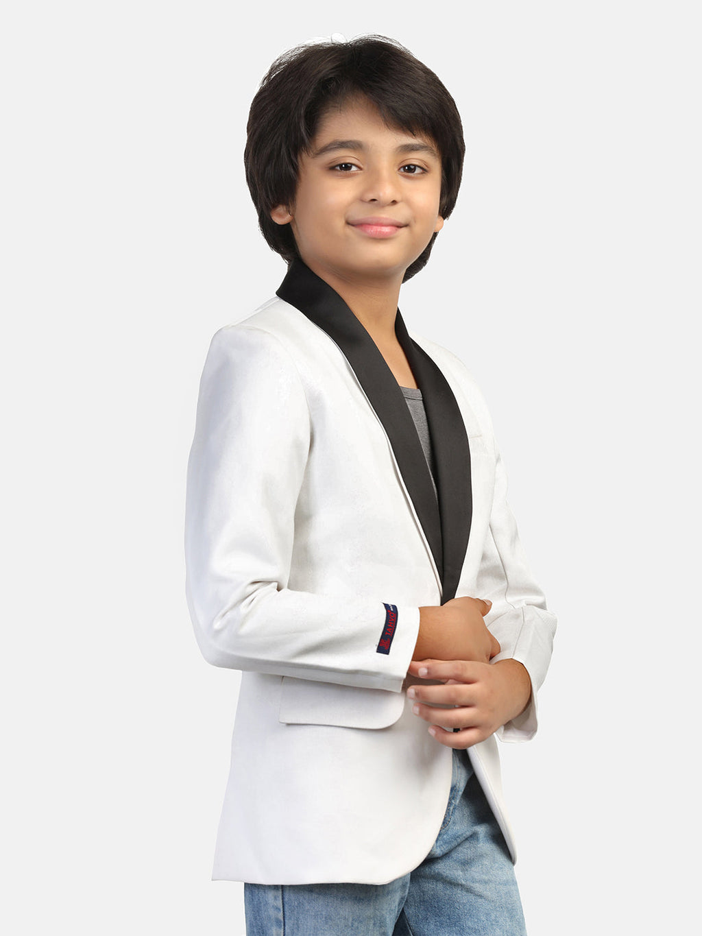 Boys White Tuxedo Blazer - Tahvo India