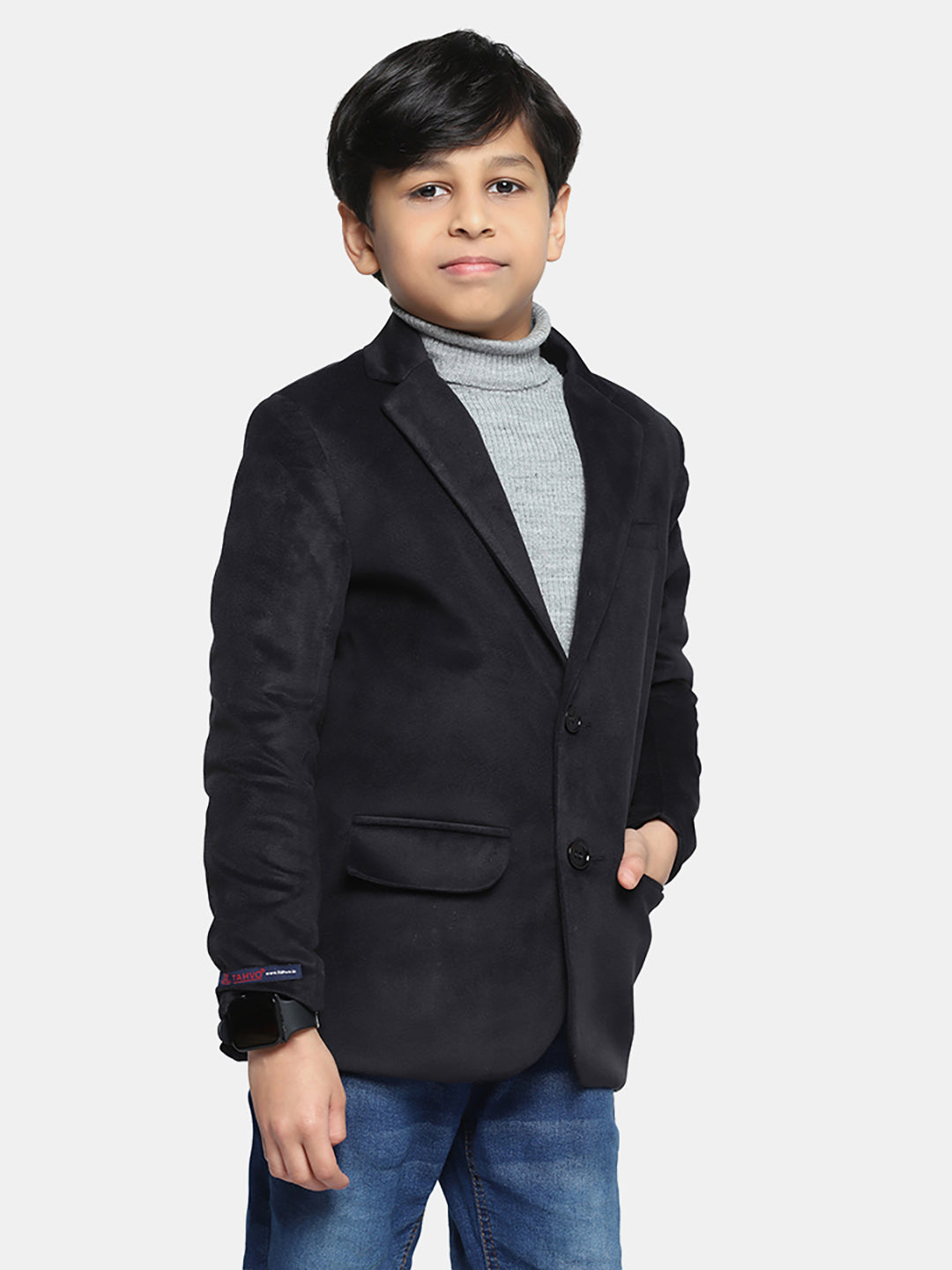 Kids Black Velvet Blazer - Tahvo India