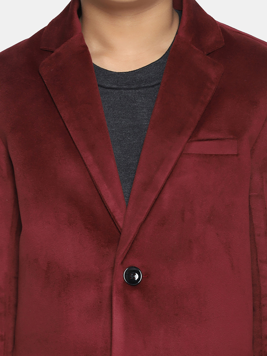 Kids Maroon Velvet Blazer - Tahvo India