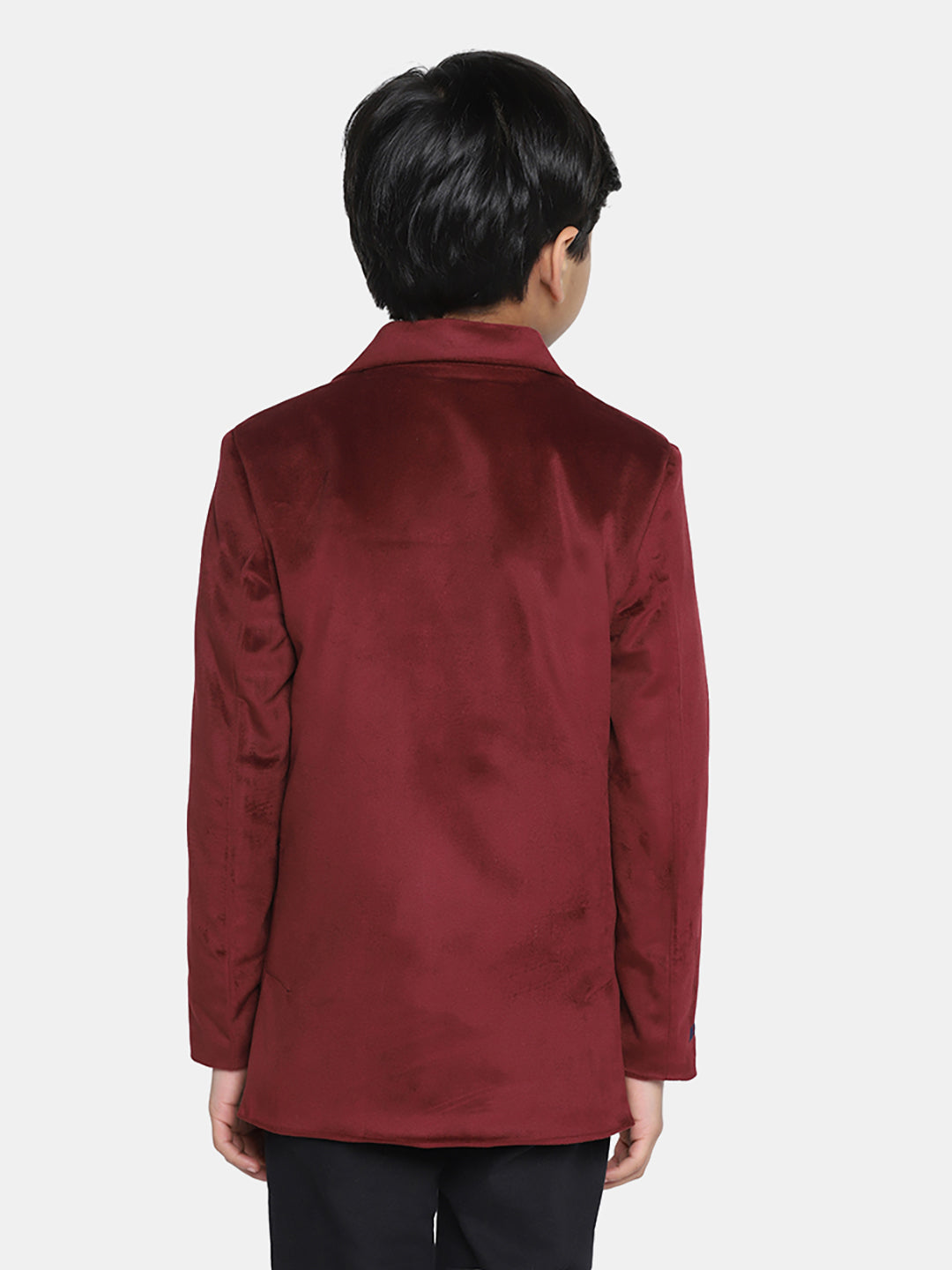 Kids Maroon Velvet Blazer - Tahvo India