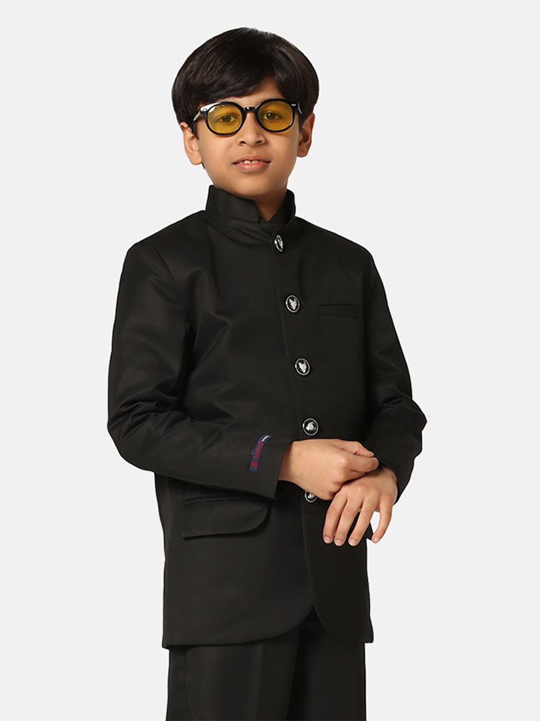 Kids Black Bandgala Blazer - Tahvo India