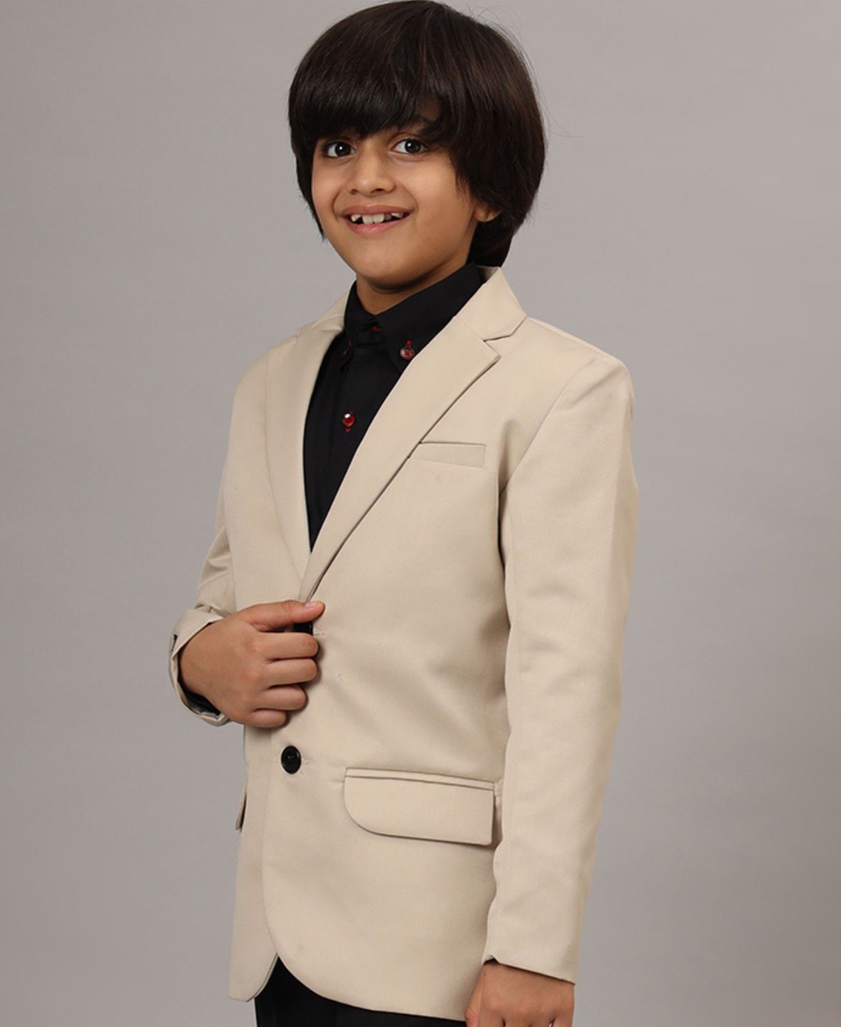 Boys Solid Beige Blazer - Tahvo India